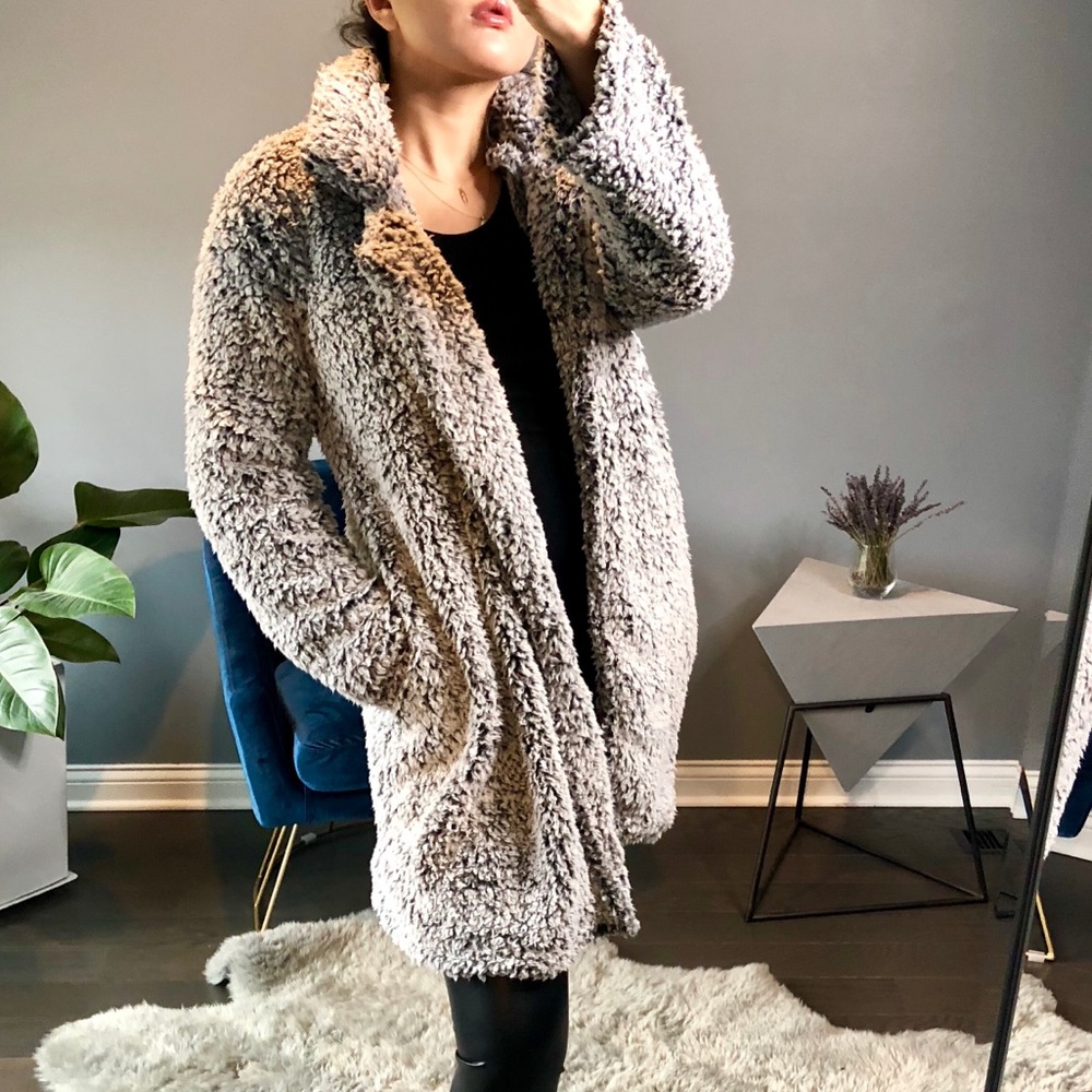 🔷Tara Long coat Sherpa Wine - Picture 5 of 5